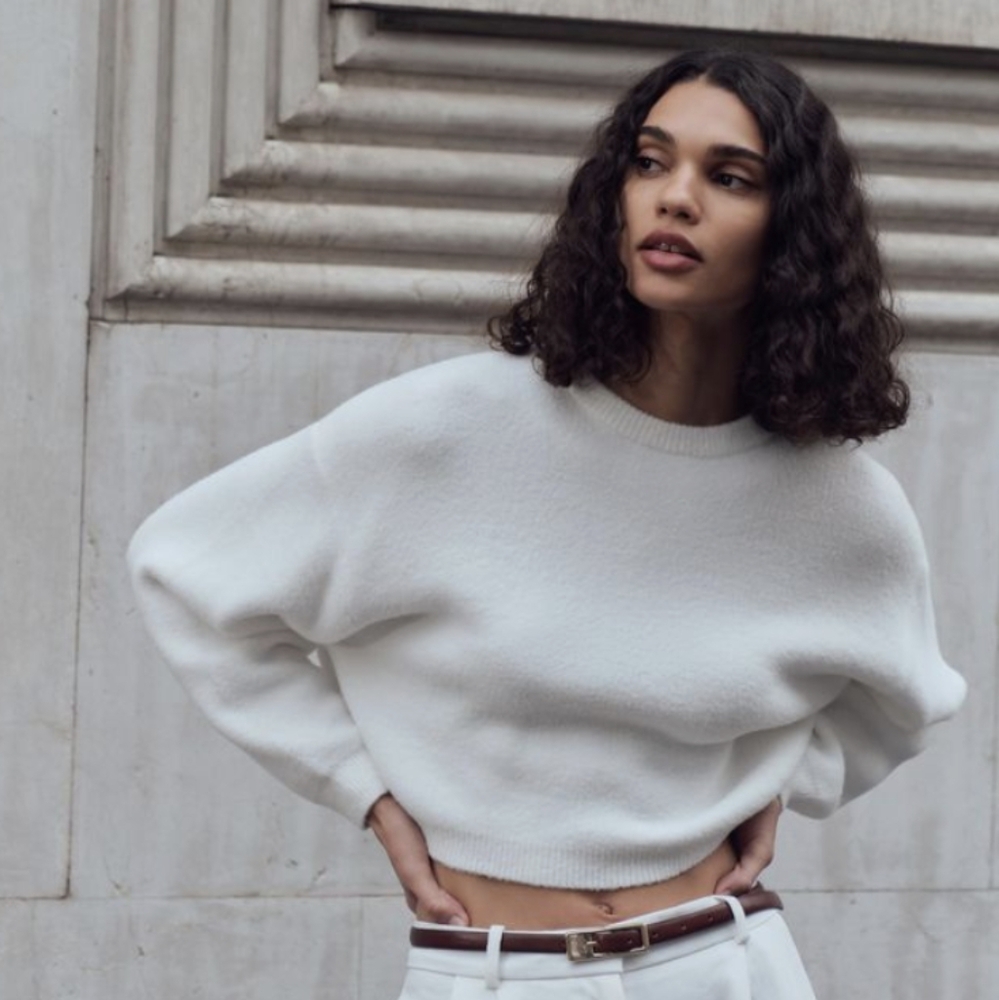 Cropped Knit Long Sleeve